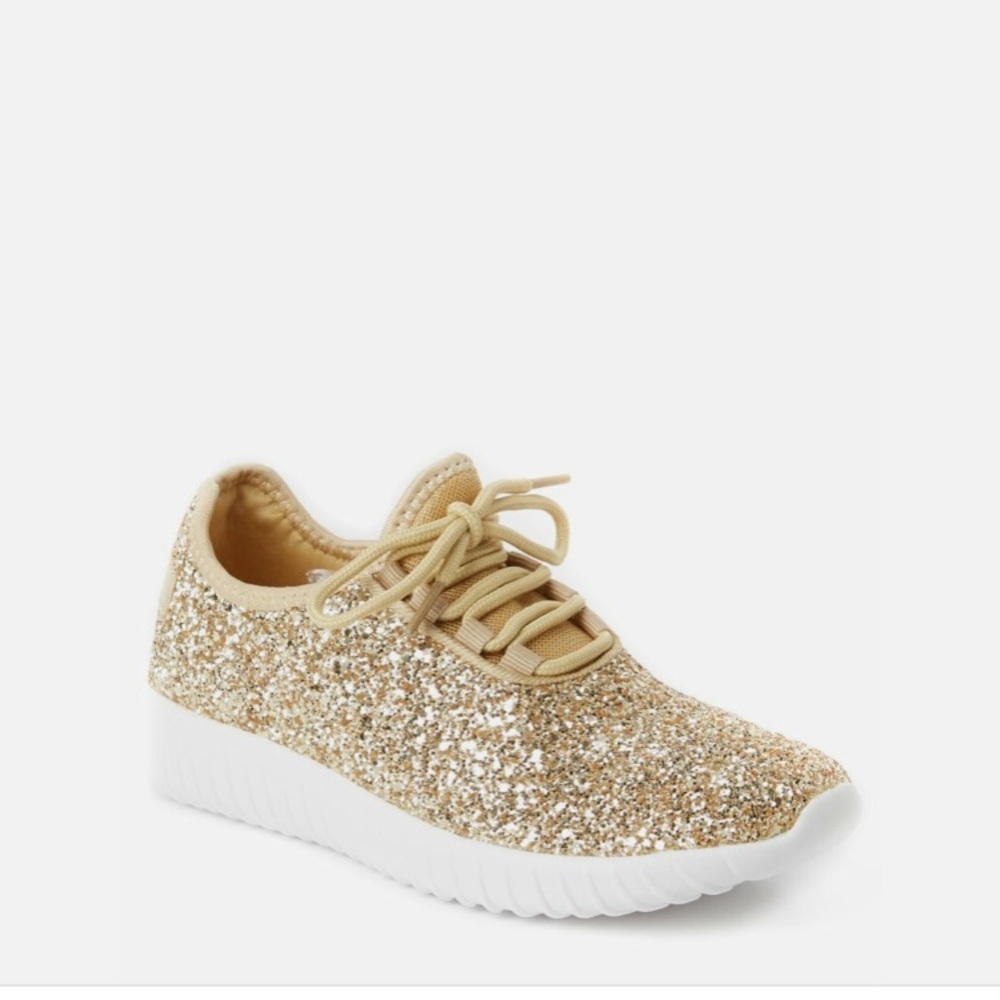 Gold Glitter Women's Sneakers - Picture 2 of 4
